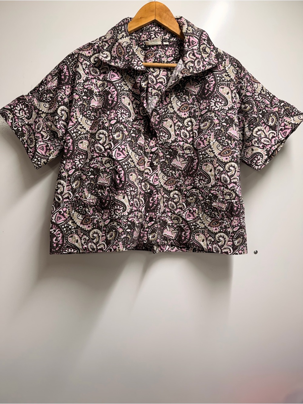 Julia Amory 100% cotton paisley print button down top blouse small womenโs